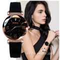 Relojes Gogoey, reloj de cuero con cielo estrellado para mujer, pulsera de vestir elegante con diamantes a la moda para mujer, reloj femenino de alta calidad